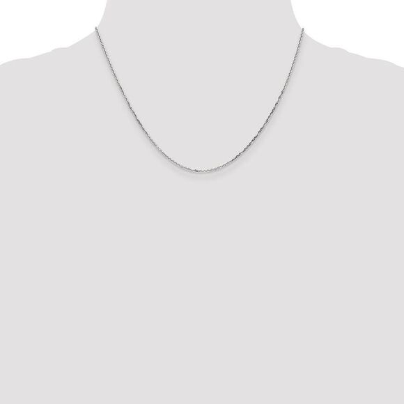 1.4mm 10k White Gold Solid Diamond Cut Cable Chain Necklace, 18 Inch - Picture 2 of 8